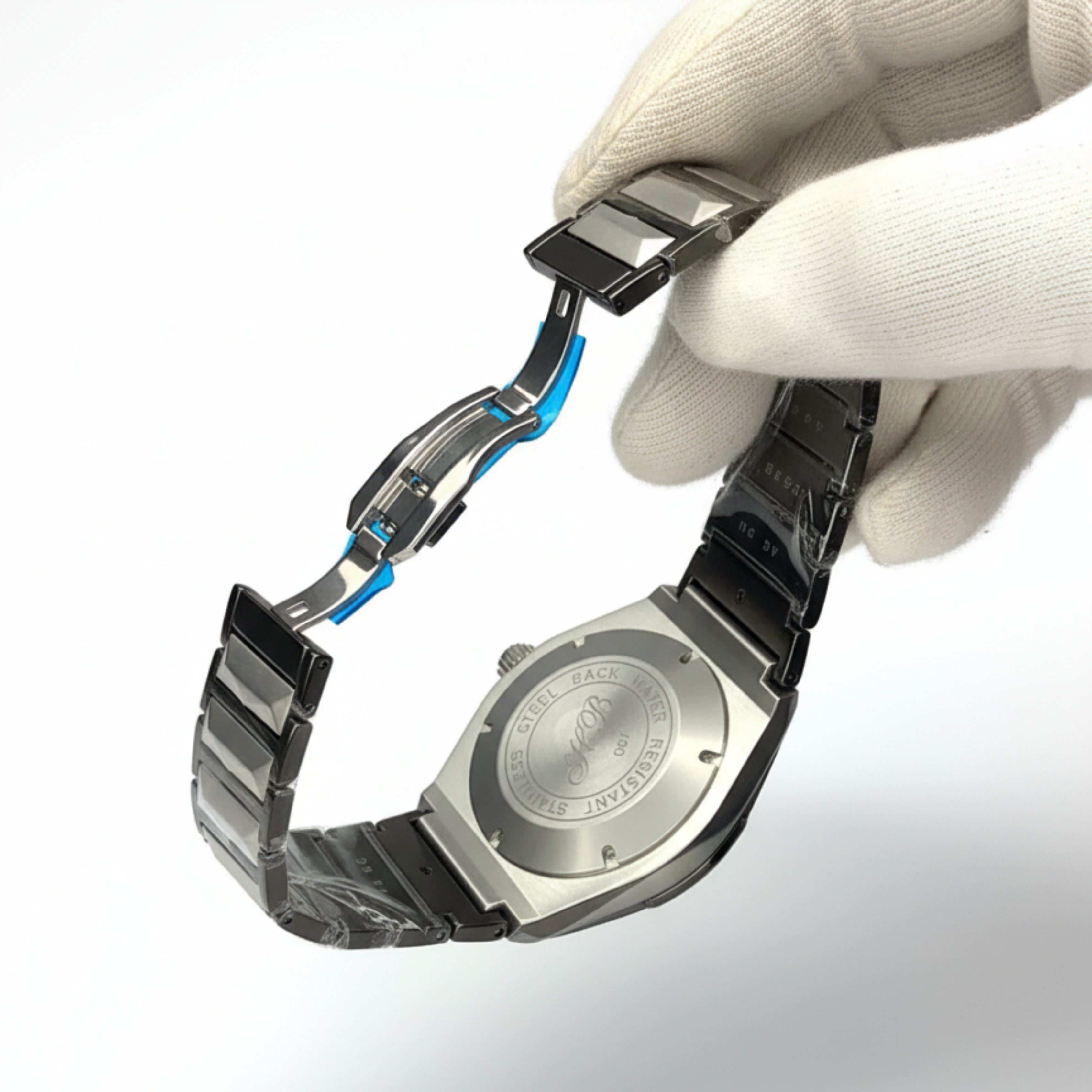 Hublot Silver Stainless Steel Watch with Black & Silver Dial and Full Date Working