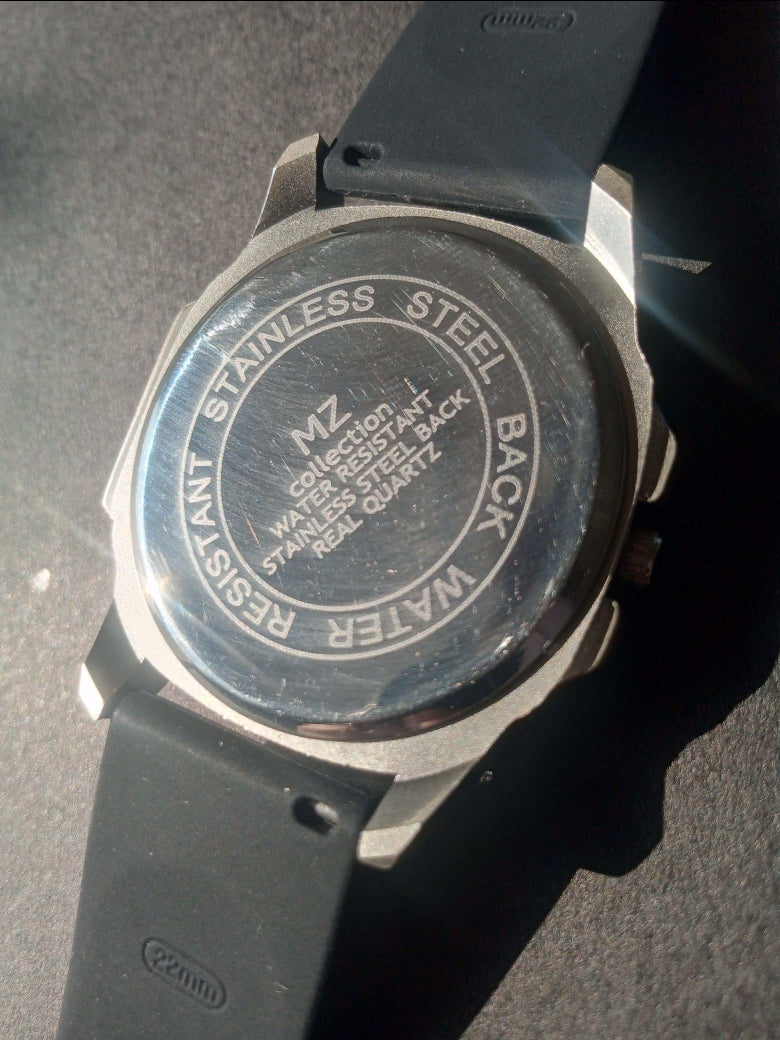 Bestwin Quartz Silver Dial | Gray Rubber Strap with Master Lock