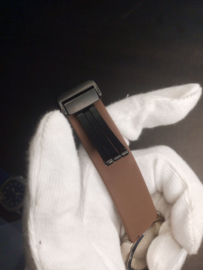 Bestwin Quartz Silver Dial | Brown Rubber Strap with Master Lock