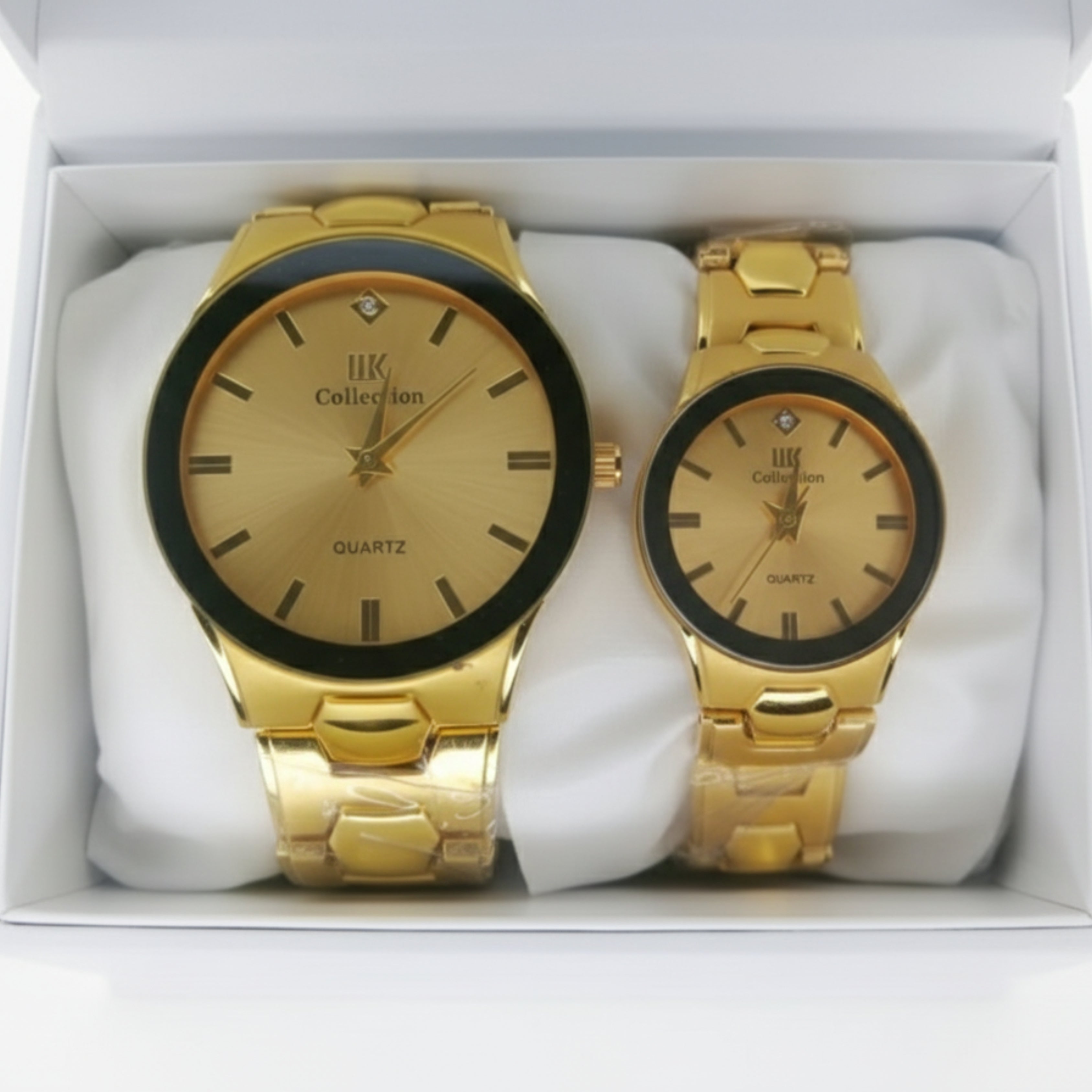Elegant Black Ring Dial Gold Couple Watch Set (For Him & Her)