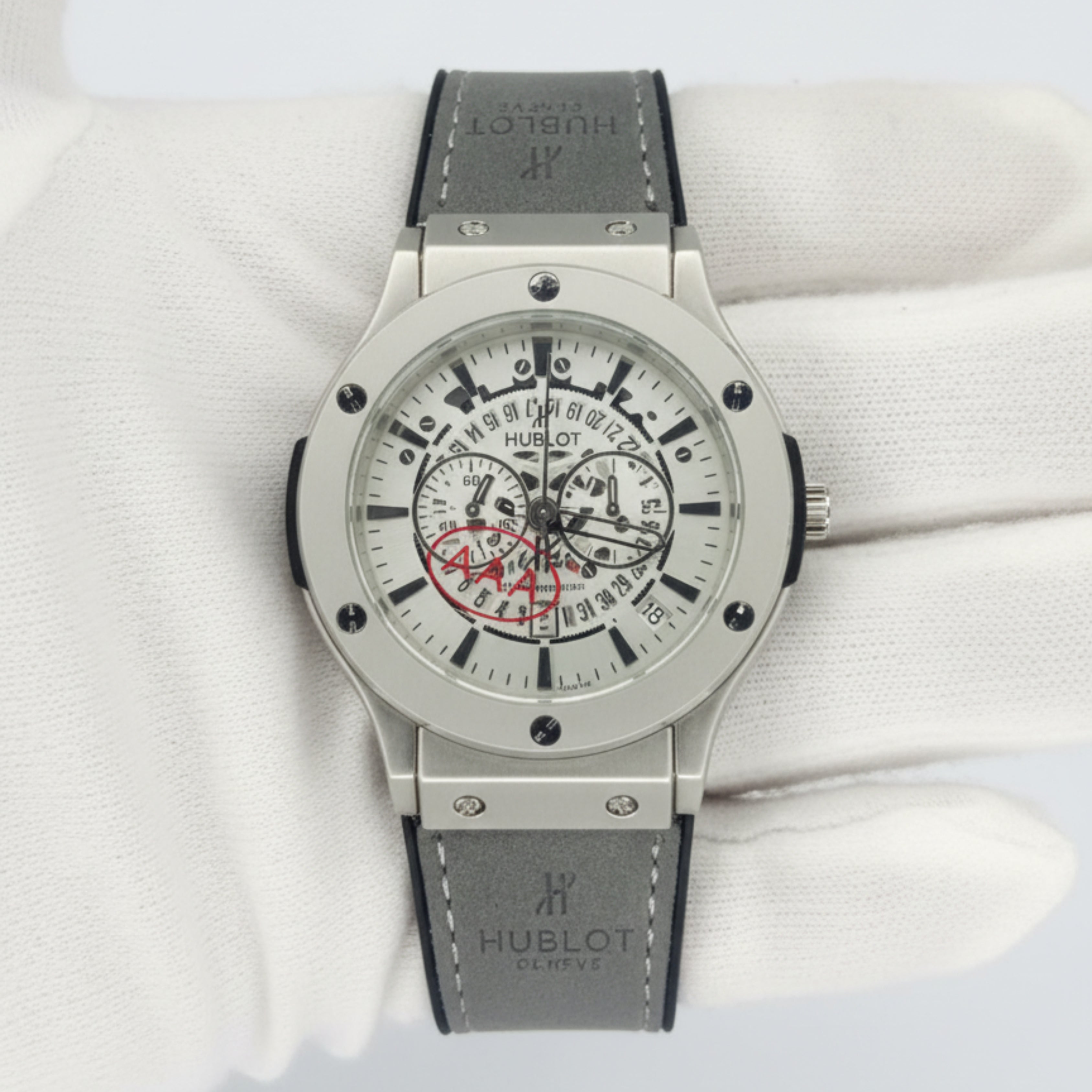 Hublot Silver Dial with Grey Strap – Premium Luxury Timepiece for Men